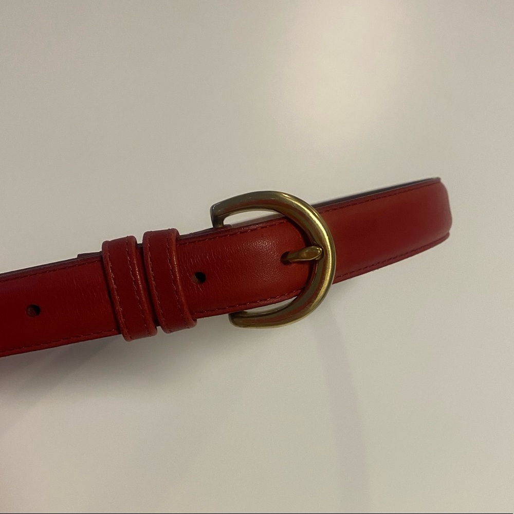 Red Leather & Solid Brass Hardware Vintage Coach Belt